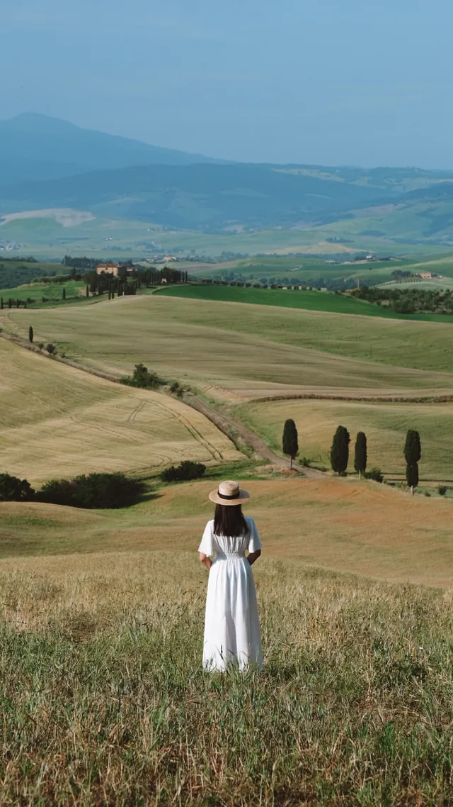 A white dress in a golden field at sunset